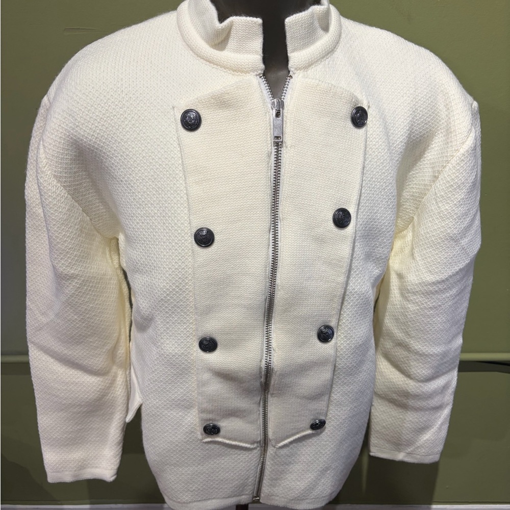 LCR sweater jacket off white regular fit military side pockets